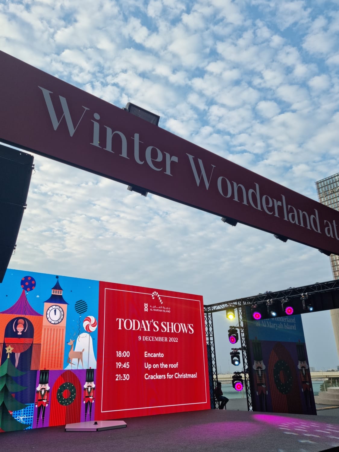 Winter Wonderland Abu Dhabi signage and stage